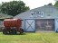 Weibel Antique Museum with Open Doors.  The Water Wagon was from the 1947 Wapello County Fair